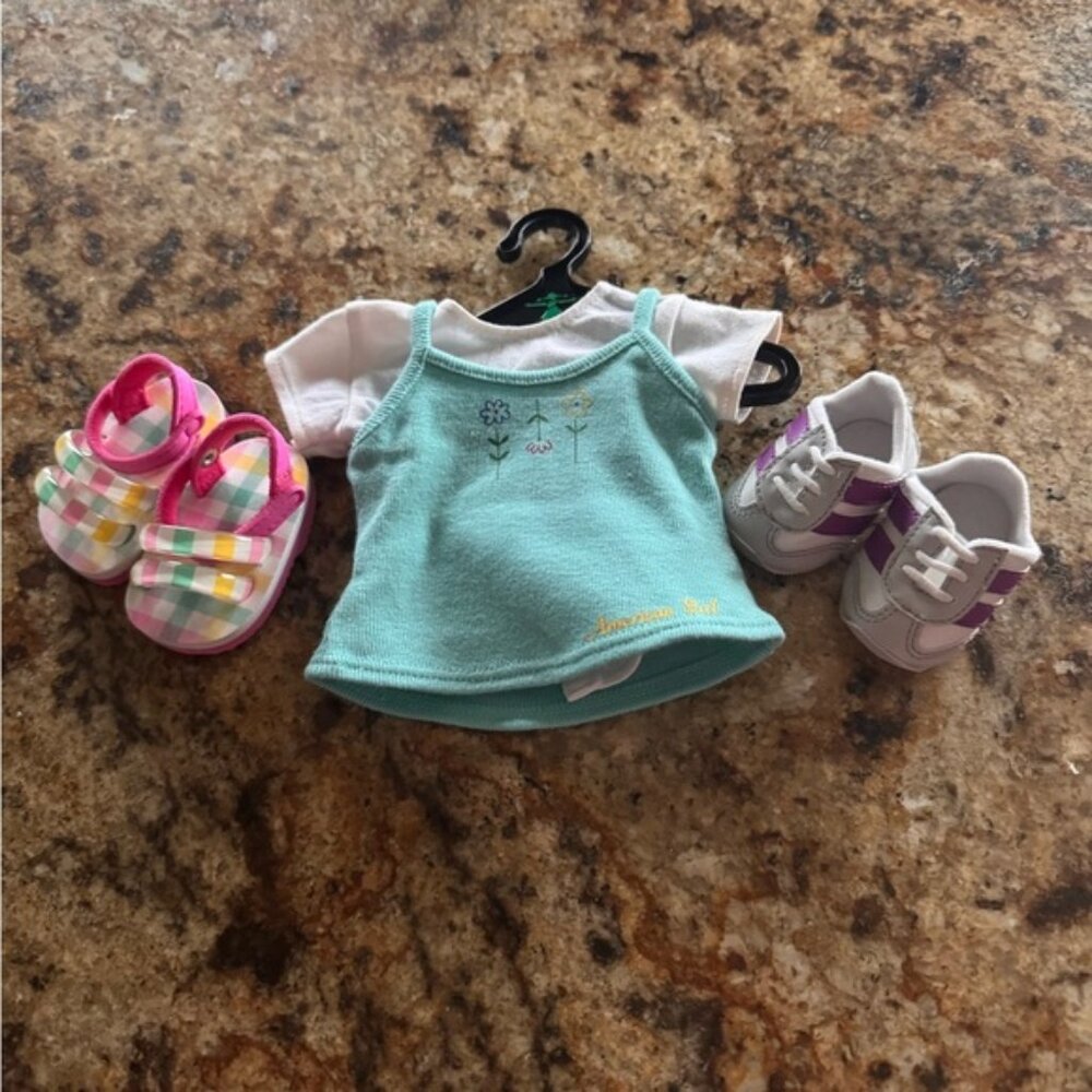 American girl of today pleasant company picnic outfit with sandals & sneakers